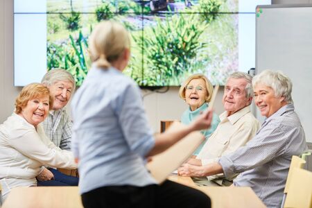 Group of seniors in the adult education workshop at the adult education centerの写真素材