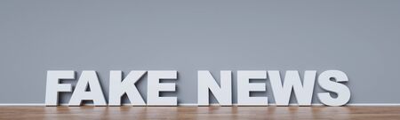 Fake News concept background with text leaning on wall (3D Rendering)の写真素材