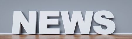 News text as media and press concept leaning against a wall (3D Rendering)の写真素材