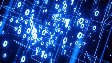 Modern digital technology background with many binary numbers