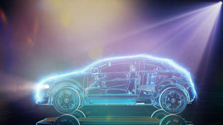 Presentation of 3D CAD Car Design with Spotlight