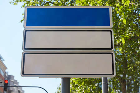 Signpost display board mock-up template in a German cityの写真素材
