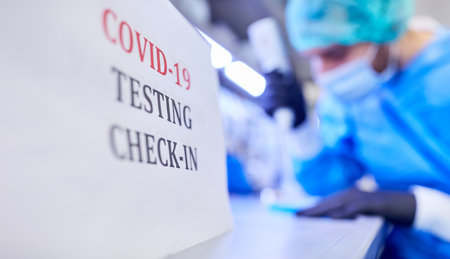 Check-in for Covid-19 rapid test in the laboratory of the clinic in the event of a coronavirus...