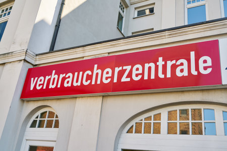 ROSTOCK, Germany, July 2020: Branch of German Consumer Council (National Consumer Council), an organization for consumer adviceのeditorial素材