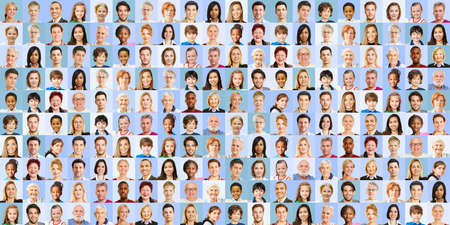 Panorama from adults and children of different generations as a society concept