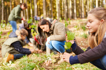 FÃ¶rster helps families with children plant trees for environmental protection and sustainability