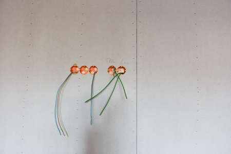 Preparation for installation of light switches and sockets by electricians when building a house