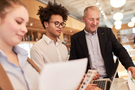 Startup team founders and business consultants work together in the consulting workshop