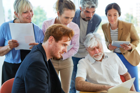Team of business people discussing while planning strategyの写真素材