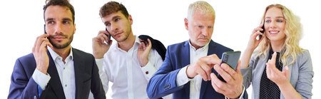 Collage of business people using their smartphone phones as a communication concept
