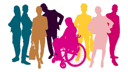 Colorful silhouettes of confident business people as a business teamwork conceptの写真素材