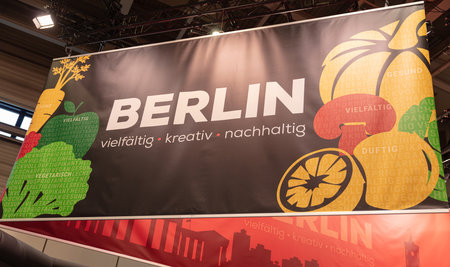BERLIN, GERMANY, January 16th 2026: Photo of a Berlin banner at the GrÃ¼ne Woche trade fair in...