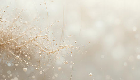 Abstract organic structure with spheres and filaments in a soft neutral colorの素材