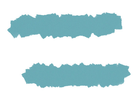 Two textured teal brush strokes on a white background for graphic design useの写真素材