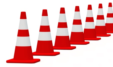 3D Cones red and whiteの写真素材