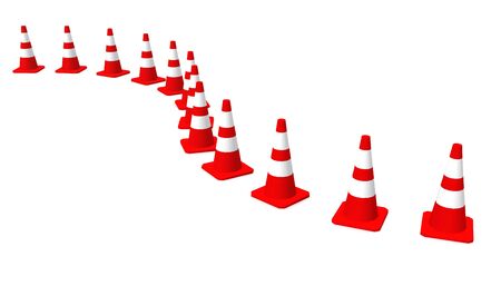 3D Cones red and whiteの写真素材