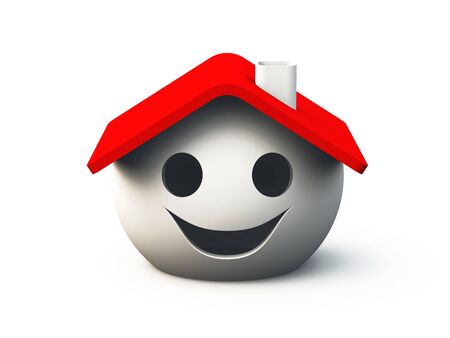 smiling house on white groundの写真素材