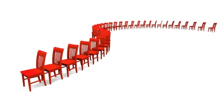 3D Chairs in a row on white backgroundの写真素材
