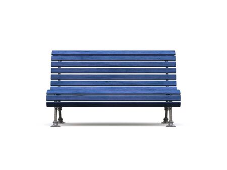 blue park bench on white backgroundの写真素材