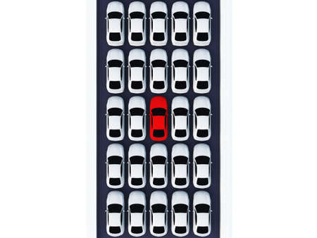 a lot of cars on black streetの写真素材