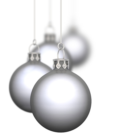 Christmas balls hanging 01-4x silver chromeの写真素材