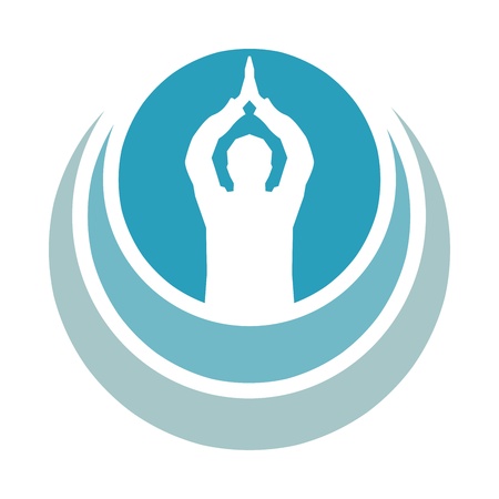 Prayer Om - Aum symbol in blue prayerの写真素材