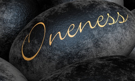 Black stones with text - Onenessの写真素材