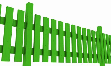 3D wooden fence - free green 02の写真素材