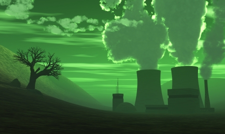 3D Nuclear Power Plant - The meltdown green 02の写真素材