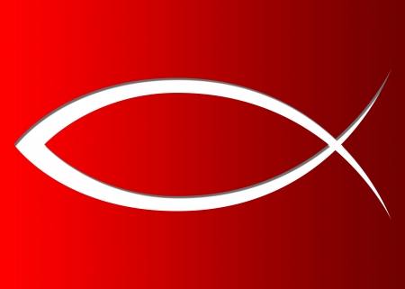 Christian fish symbol sign red curveの写真素材