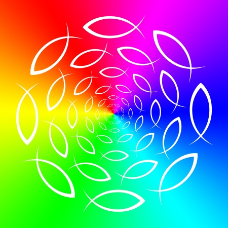 Rainbow - ICHTHYS - fish symbolの写真素材