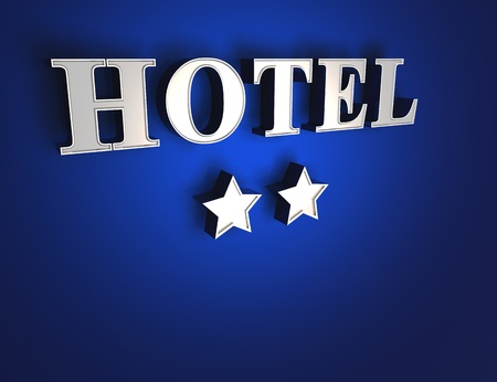 2 stars hotel sign - Blue on Silverの写真素材