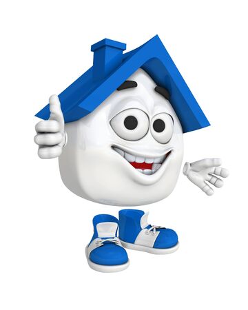Small 3d house red - blue thumbs upの写真素材