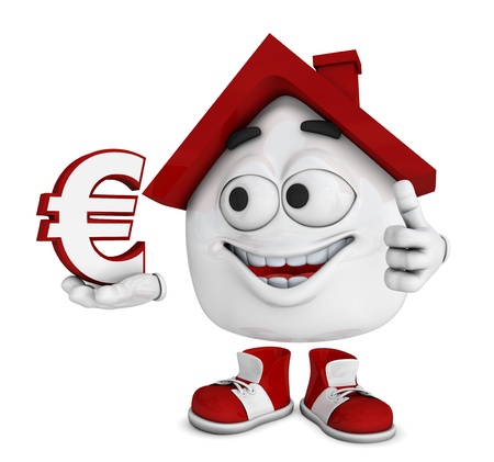 Small 3d Red House - euro symbolの写真素材