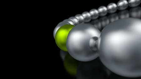 Silver and green on black - 3D ball focus 5の写真素材