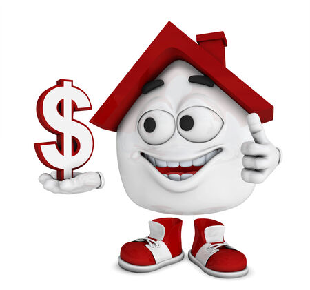 Small 3d house red - dollar symbolの写真素材