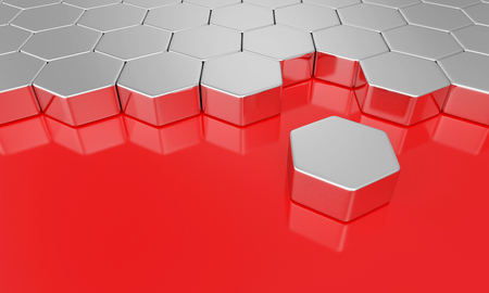 Hexagon building block concept - Silver Redの写真素材