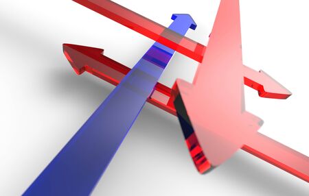 flying arrows red blueの写真素材