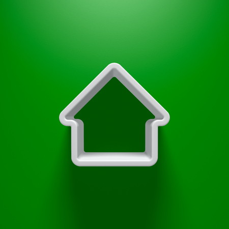 3D Illustration - White house silhouette with light above on green backgroundの写真素材