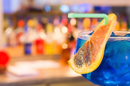 Cocktail with ice shards in a wet bokal の写真素材