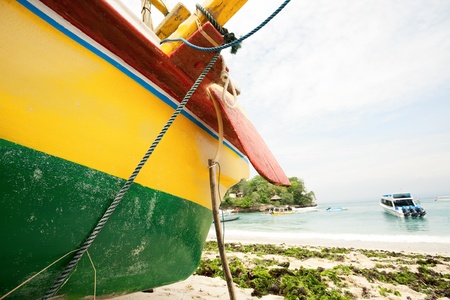 Boats; Mushroom Bay; Lembongan, Indonesiaの写真素材