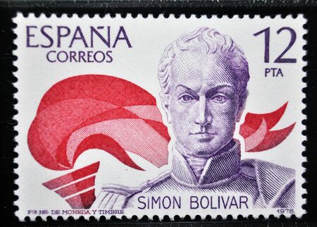 SimÃ³n BolÃ­var, postage stamp, Spain 1978のeditorial素材