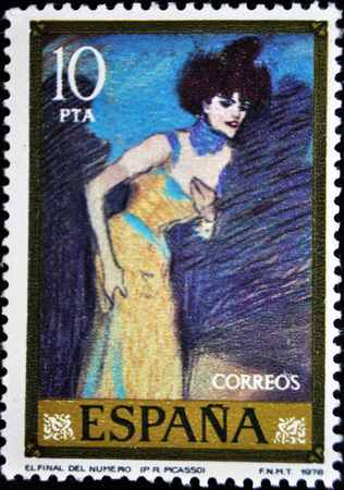 Pablo Picasso, the end of the number, postage stamp,のeditorial素材