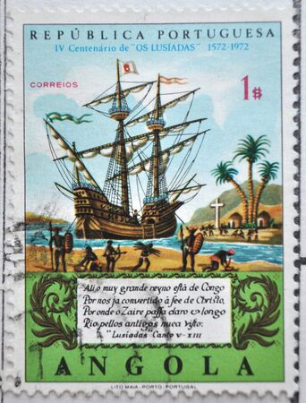 Portuguese Republic, Angola, postage stampのeditorial素材