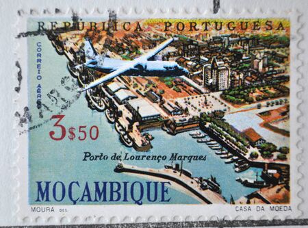 Portuguese Republic, MoÃÂ§ambique, postage stampのeditorial素材