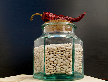 red pepper and beans potの写真素材