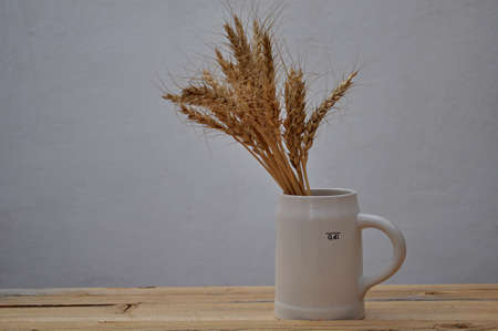 mug and ears of barleyの写真素材