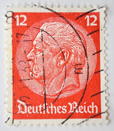 postage stamp, German Empire, Hindenburg 12のeditorial素材