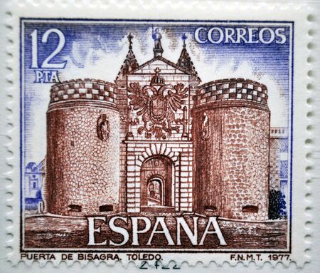postal stamp, Spain, historical monuments, Toledoのeditorial素材