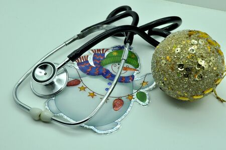 medical instruments and Christmas cardの写真素材
